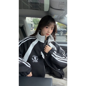WY10190-特P60 420g重磅-高品质-条纹设计感大码保暖卫衣外套男图片