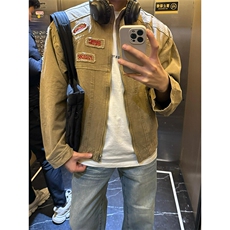 美式机车风贴布字母刺绣立领夹克复古工装外套JKJ41特P60，男装夹克，星座908-1