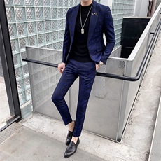休闲西服套装男两件套新浪结婚礼服提花西装A470-TZ07，男装西服套装，电商A207