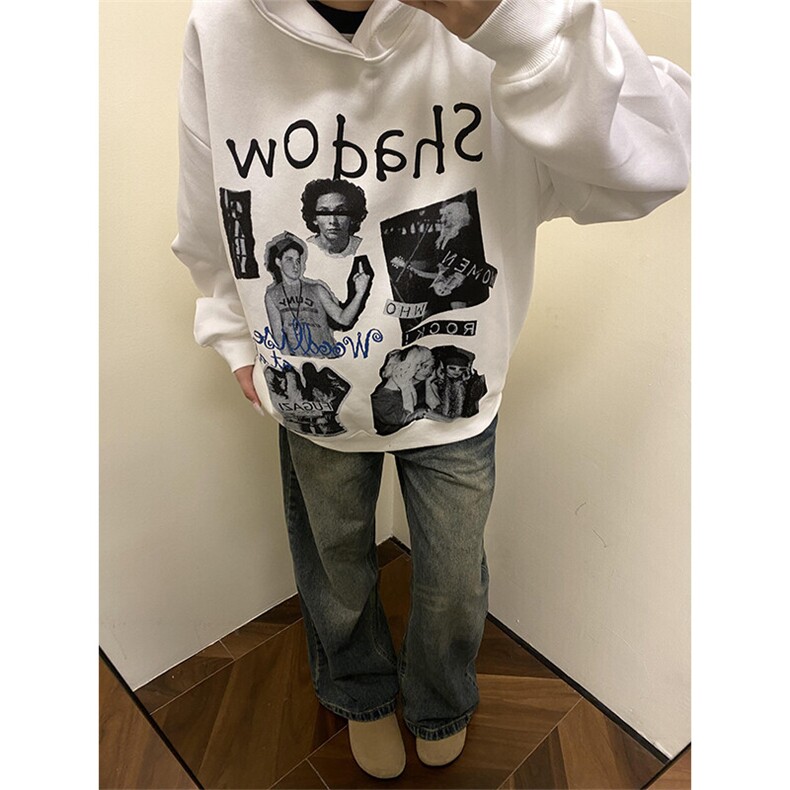 潮牌嘻哈人物印花连帽卫衣外套上衣 WY1141 特P46 加绒特P55图片