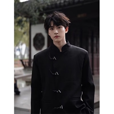 新中式立领垫肩西装外套春秋男女小众设计感金属扣休闲情侣西服，男装西服套装，星座601-1