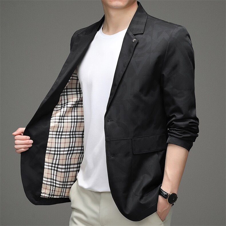 2024新款男装休闲西服外套男春季韩版潮流上衣男士轻奢薄款小西服,男装西服,钱塘6003（原4033）