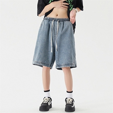 高街牛仔裤主推夏季宽松直筒开叉五分裤牛仔裤DK21226特批32，男装休闲裤，电商A042