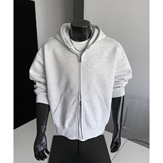 重磅全棉450克双拉链开衫连帽卫衣纯色外套男潮RH6127-P54，女装短外套，星座610B-1