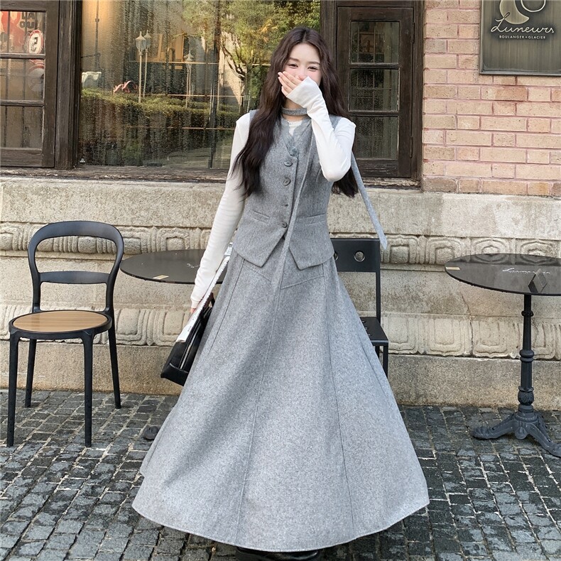 新品2025毛呢两件套装背心+半身裙2C116-2551-P225-K325,女装毛呢外套,2C116