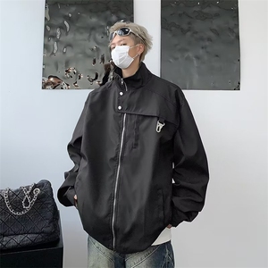 韩版小众设计感金属纽扣立领外套春秋夹克复古休闲情侣款 JY166图片