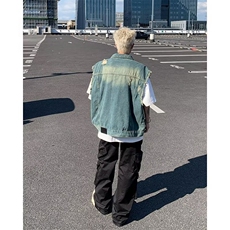 美式牛仔马甲男夏潮宽松休闲百搭痞帅工装无袖坎肩外套M6055-P57，男装背心/马甲，星座1008