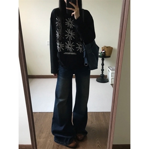网图现货太阳花圆领长袖T恤打底衫男女可穿CT812-P29图片
