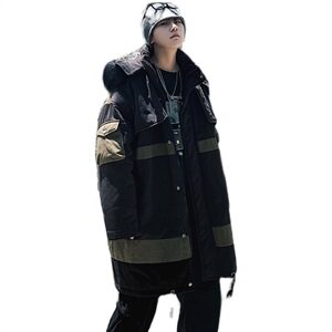 冬季加厚男士棉衣工装连帽大毛领保暖宽松棉衣大码外套mj351图片