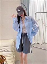 夏季新款洋气欧货4条杠显瘦衬衫防晒衣，女装衬衫，L·H·X