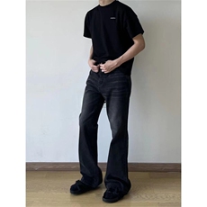 美式复古黑色Cleanfit牛仔裤男休闲水洗做旧直筒微喇ZT1758P44，男装牛仔裤，星座1112-1