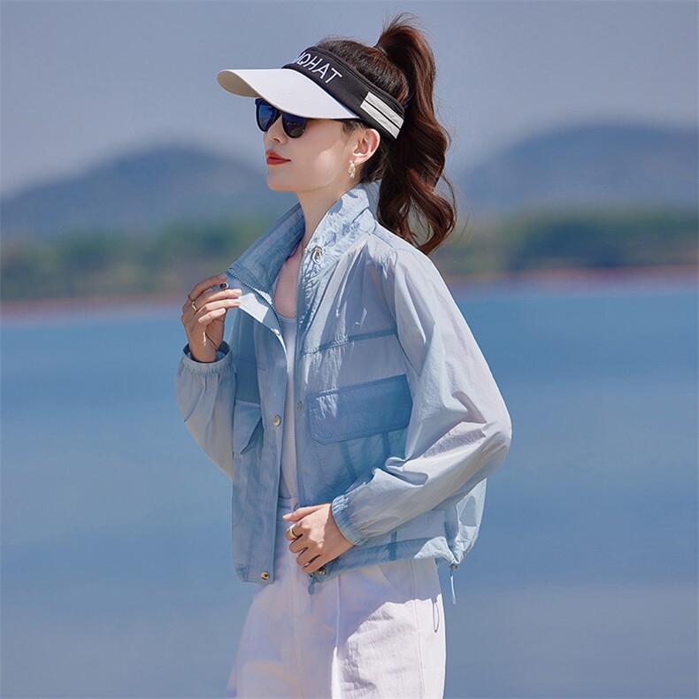 2026夏季新款韩版时尚休闲连帽防晒衣女宽松显瘦短款外套薄款上衣，女装短外套，靓衣阁