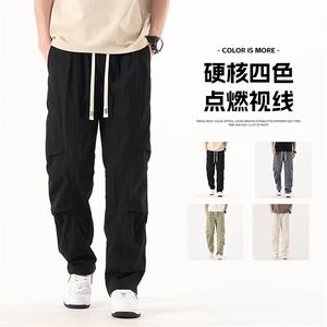 2025新款美式高街vibe褶皱工装男潮牌休闲裤子XZ301b-2-CK722TP30图片
