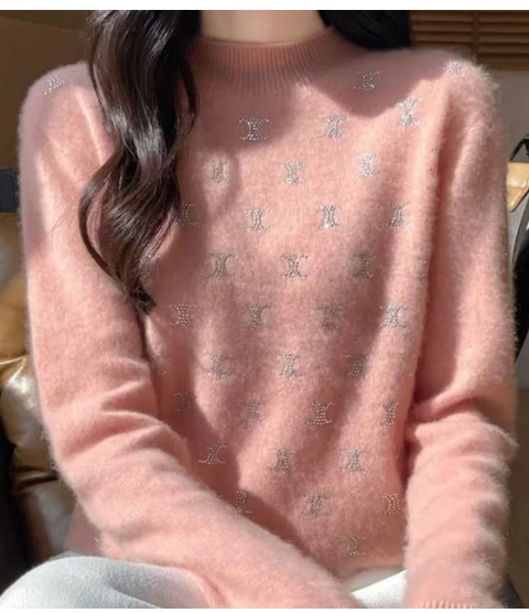 打底衫上衣女装新款2025春秋V领长袖慵懒风针织毛衣图片