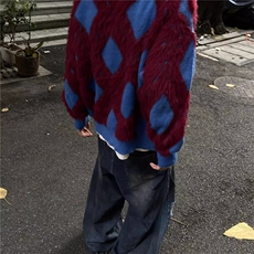 美式秋冬V领开衫针织衫男女慵懒风情侣宽松针织衫M9548-P66，男装针织衫/毛衣，星座208-5