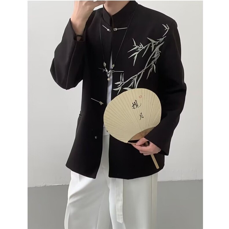 XZ05-P58新款唐装西装简约ins原宿潮流慵懒流行日系气质时尚,男装西服套装,电商B323A