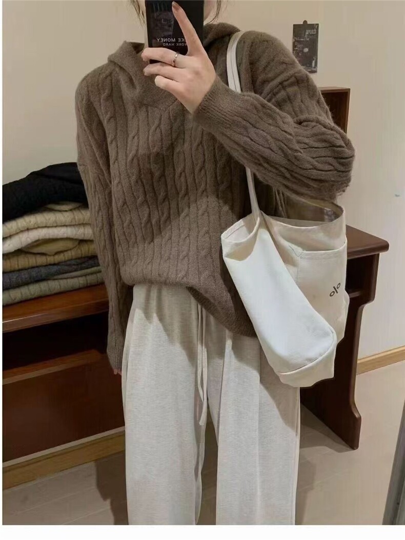 羊毛女士羊毛衫秋冬保暖纯色简约立体绞花,女装羊毛衫,思途羊绒