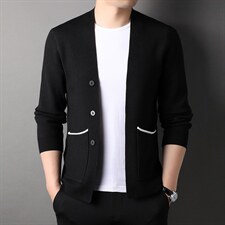 G1233男士2023年秋季新款长袖羊毛针织开衫青年休闲外套服装P75，男装针织衫/毛衣，电商B360