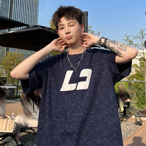 ！2026夏季新款男士发泡立体印花潮牌碎花短袖T2530特P28图片