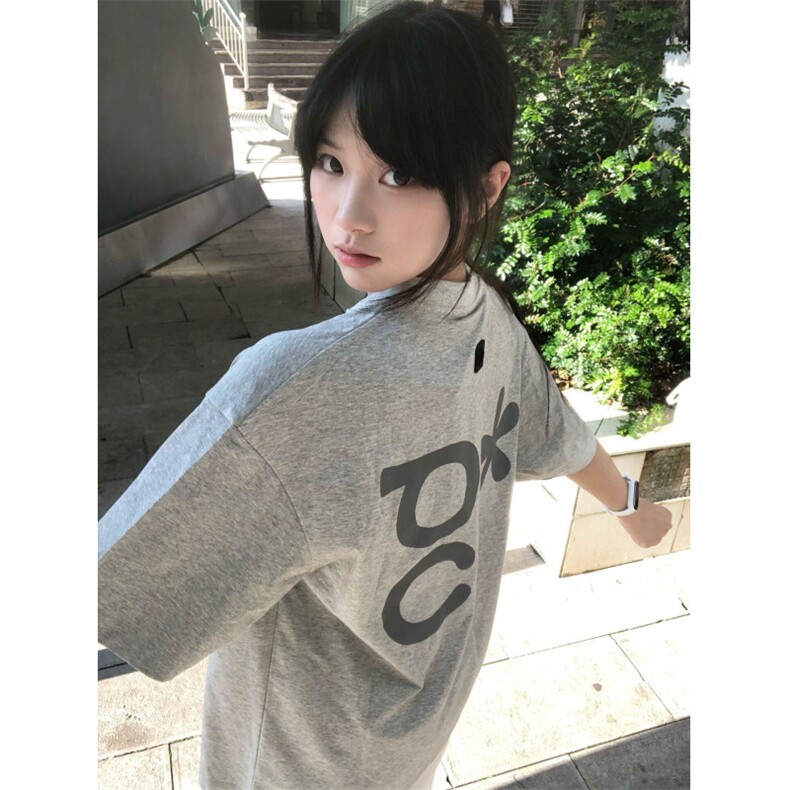 H0984-P35印花+订胶标220克休闲宽松情侣款短袖T恤，女装T恤，星座617A-2