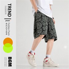 夏装笑脸牛仔三色时尚牛仔短裤A125-DK15-P38，男装牛仔裤，电商A125