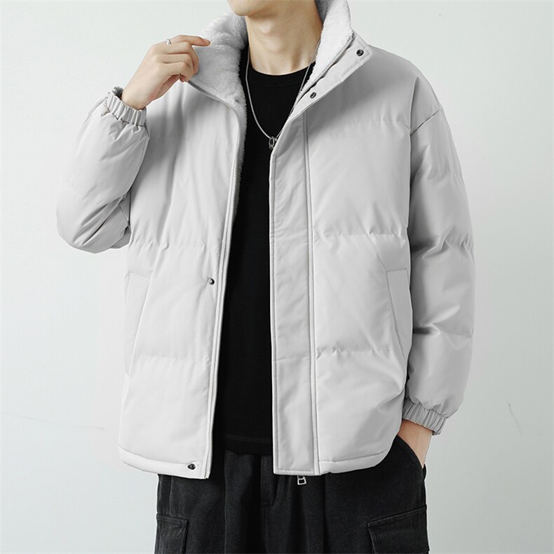 立领羊羔绒棉衣加绒加厚保暖面包服外套男女纯色棉袄M066-特价P56图片