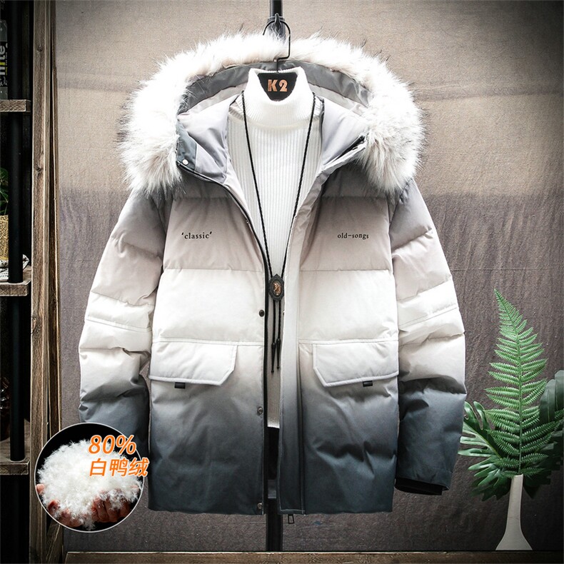 羽绒服男短款2020冬季新款渐变工装外套潮牌DS620T图片