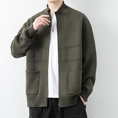 秋冬潮牌立领外套秋冬季帅气夹克针织纯色毛线衫MY6027P80，男装针织衫/毛衣，星座914