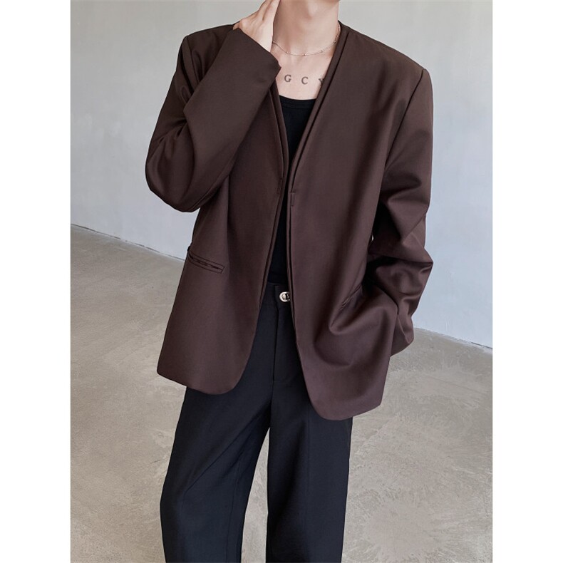 24老钱风cleanfit无领假两件西服外套XZ62-p118,男装西服,电商B288
