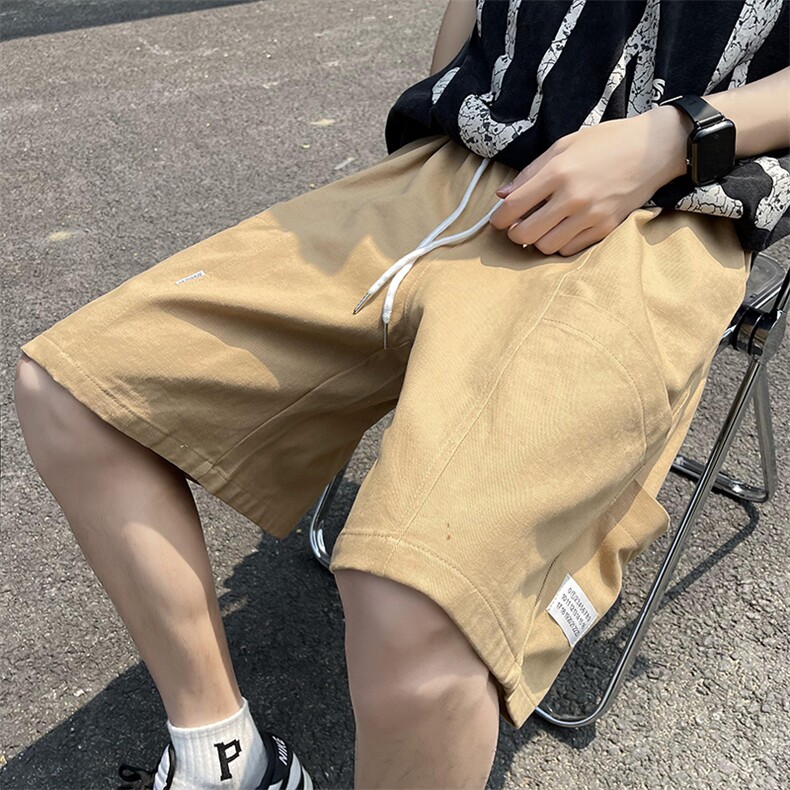 夏季直筒五分裤男纯色潮时尚潮牌宽松型青春流行松紧腰休闲裤,男装休闲裤,星座716-4