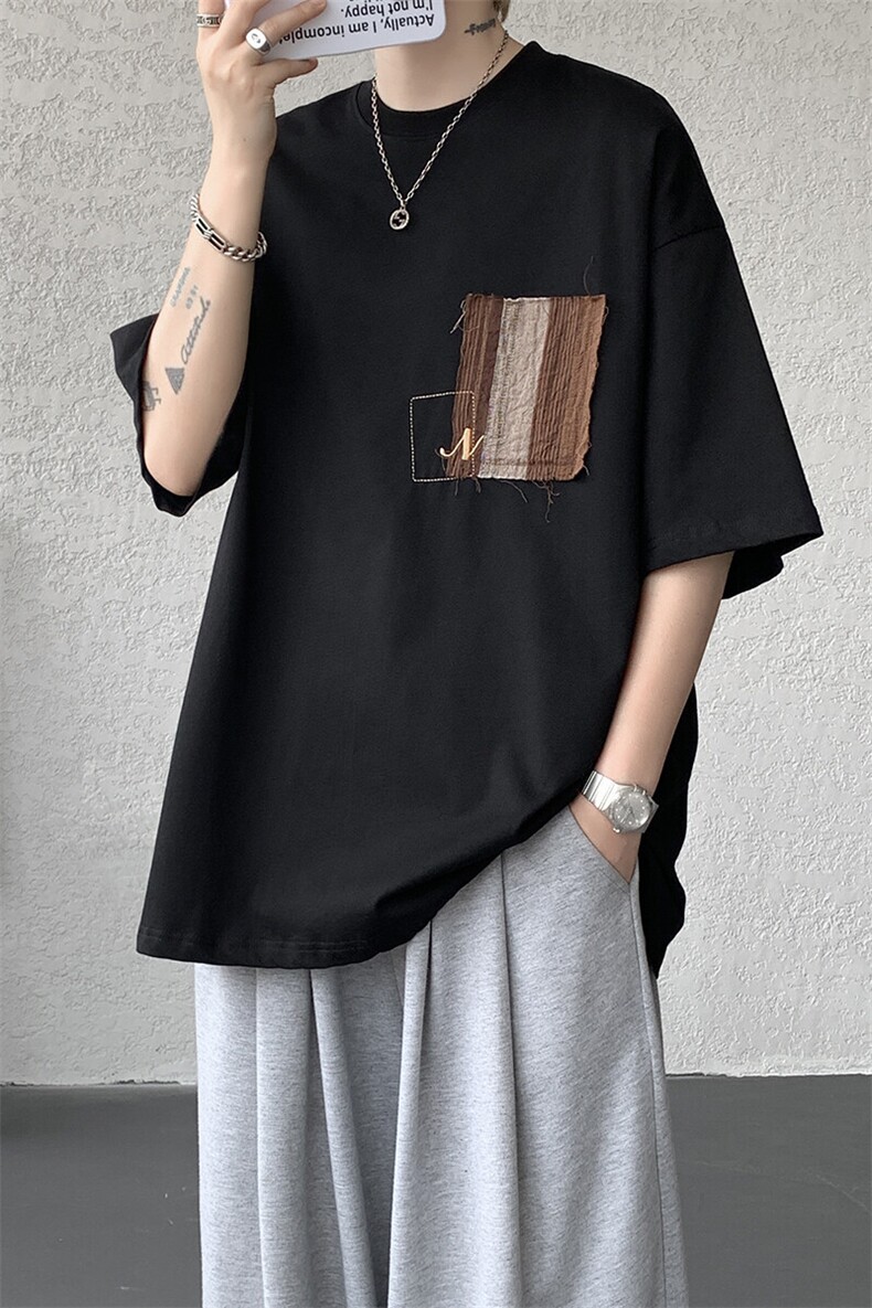 8XL-M高品质纯棉美式复古宽松简约百搭学院风短袖T恤上衣男DX343,男装T恤,电商D206-1