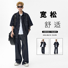 牛仔套装复古百搭宽松休闲TZ0030特批120：209，男装休闲套装，星座718