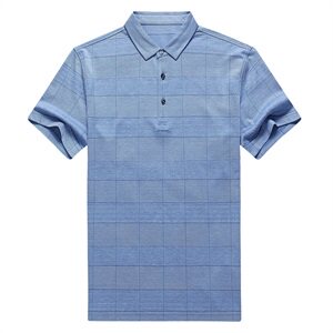 H22021 2021夏季新款T恤衫男翻领桑蚕丝短袖 70%棉30%桑蚕丝 P195图片