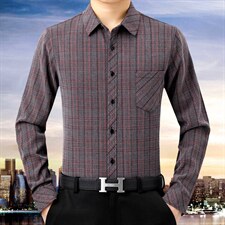 秋季新款休闲宽松内搭衬衣外穿格子百搭长袖衬衫男士HB8927-P75,男装衬衫,电商B212（原钱塘6029）