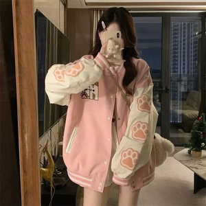 A537-P88 复古字母刺绣棒球服男女秋冬情侣宽松夹克外套潮牌图片