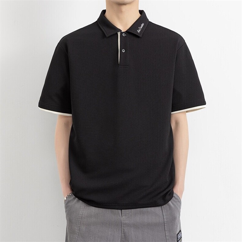 25069-特P50夏季珠地棉短袖T恤男翻领休闲百搭纯色POLO衫男士新款图片