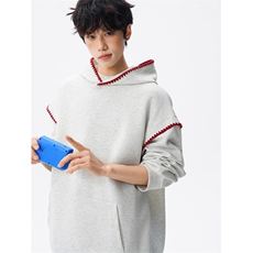 WY10155-特P48控88新款连帽贝壳绣花麦穗提花大码男宽松情侣卫衣，男装卫衣，电商A059