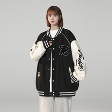 港风上衣夹克宽松落肩拼色棒球服外套JK711-P68，男装夹克，星座1204-3
