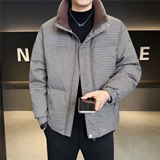 标90男休闲立领羽绒服千鸟格面包服外套上衣A329-YR2563-P280，男装羽绒服，电商A329