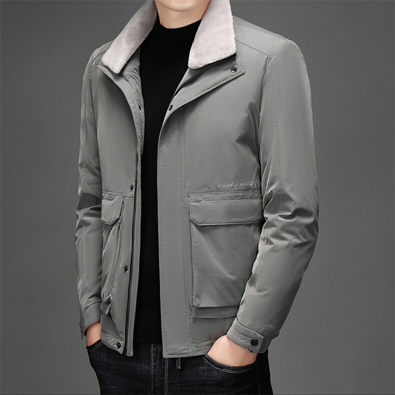 羊毛毛领羽绒服男冬季中年男士冬装休闲外套上衣BJY08227-P245，男装羽绒服，电商B212（原钱塘6029）