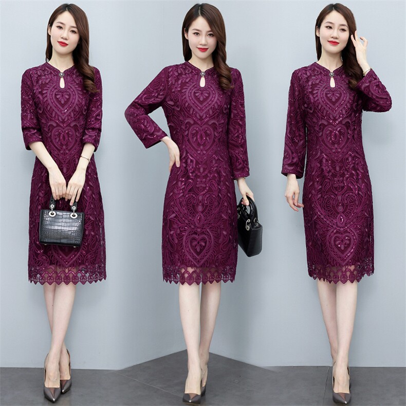 2023高端大气新款婚庆中长喜婆婆大码改良旗袍连衣裙，女装汉服/婚纱/旗袍/礼服，媚琳依坊