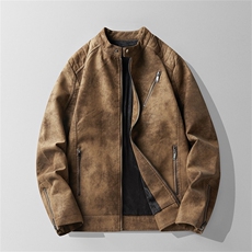 JK896-P100男士加绒皮衣韩版修身帅气机车服立领pu皮夹克外套潮，男装夹克，电商D310B-1