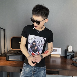 312A-6312-P35 新款社会小伙短袖T恤修身男士潮流半袖体恤B图片