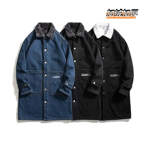 FY648J-P98 M-5XL控138 加绒羊羔绒白底长款牛仔风衣大码外套,男装风衣,星座103A