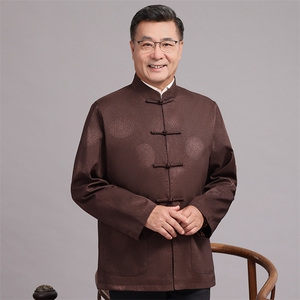 主推春款中老年风唐装外套男中式复古盘扣汉服爷爷过生日外套图片