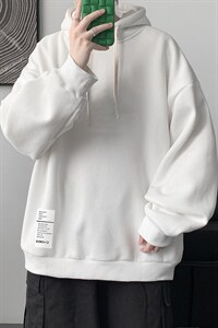 WY2045-P35 纯棉连帽卫衣男大码运动帽衫宽松薄外套男图片