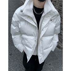 韩版假两件立领棉服外套宽松冬季加厚棉衣休闲面包服ins潮棉袄p98，男装棉衣，电商C307