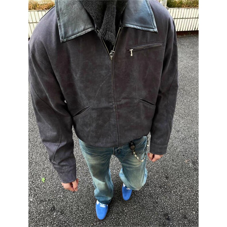 底特律工装夹克男秋季小众设计潮牌街头复古宽松外套LXZ4433-P80,男装夹克,星座1008