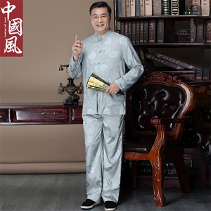 DH003-2015钱塘2020-2春季新款中老年男士唐装风薄款套装P97图片