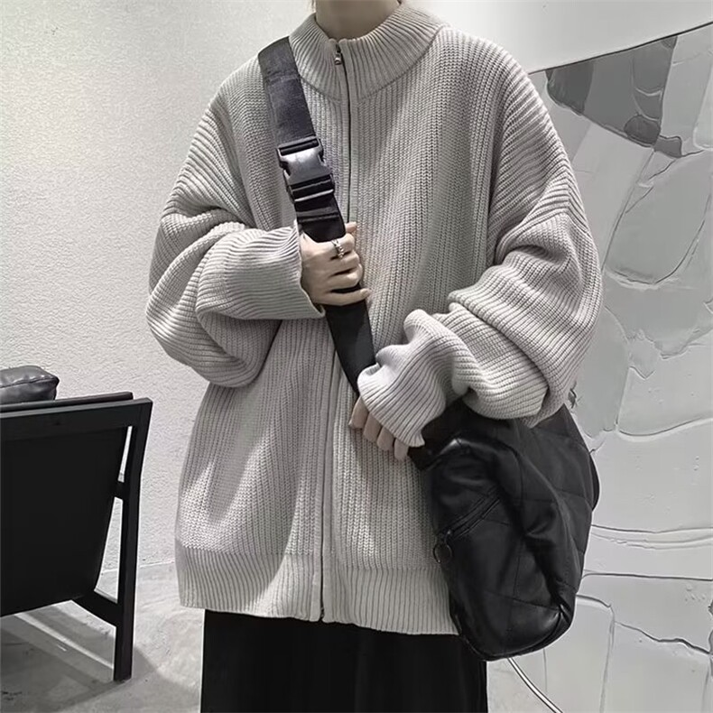 开衫毛衣男秋冬美式复古宽松慵懒风线衣潮流外套保暖学生潮流,男装针织衫/毛衣,星座506A